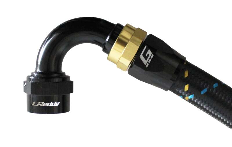 GReddy 12801212 AN12 120 DEGREE HOSE END SWIVEL BLACK/GOLD ANODIZED