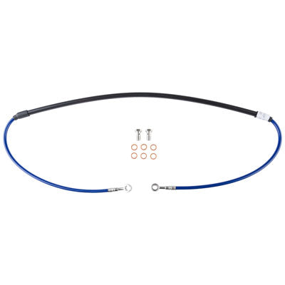 Tusk 1201540029 Front Motorcycle Steel Braided Brake Line Standard Length Blue