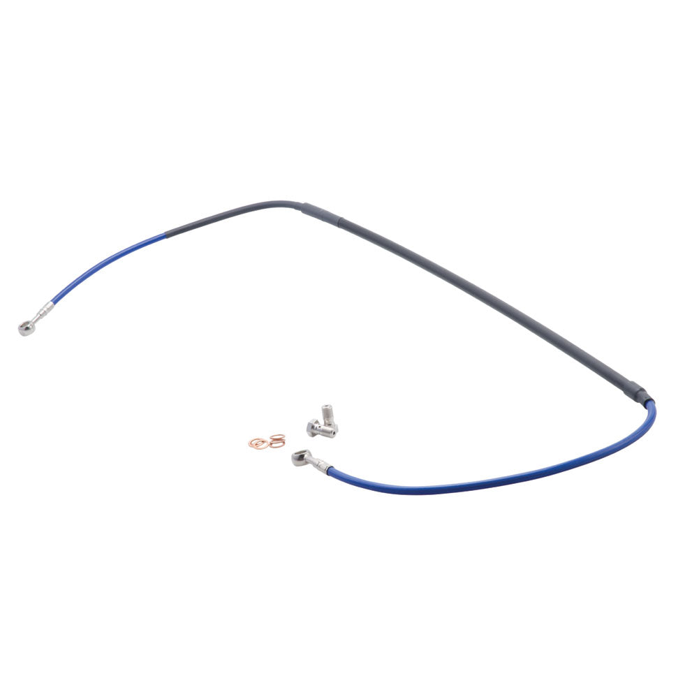 Tusk 1201540029 Front Motorcycle Steel Braided Brake Line Standard Length Blue