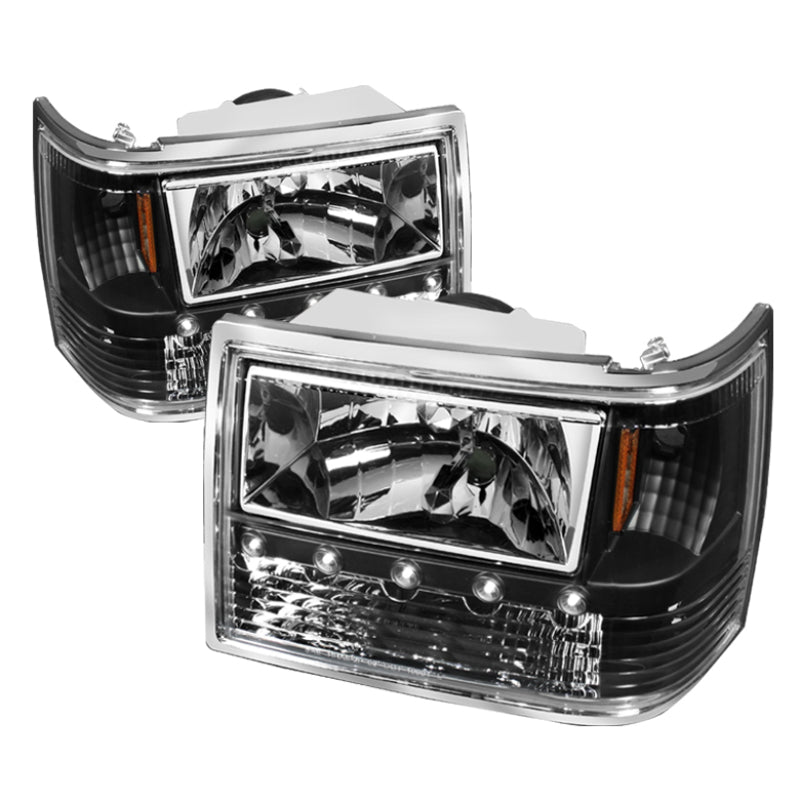 5017666 Xtune fits Jeep 93-98 Grand Cherokee 1Pc Crystal Headlights Black HD-O