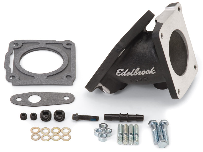Edelbrock 38353 EFI Throttle Body Adaptor (Elbow) fits Ford Mustang 94-95 w/ Black Mini Texture Powder Coat