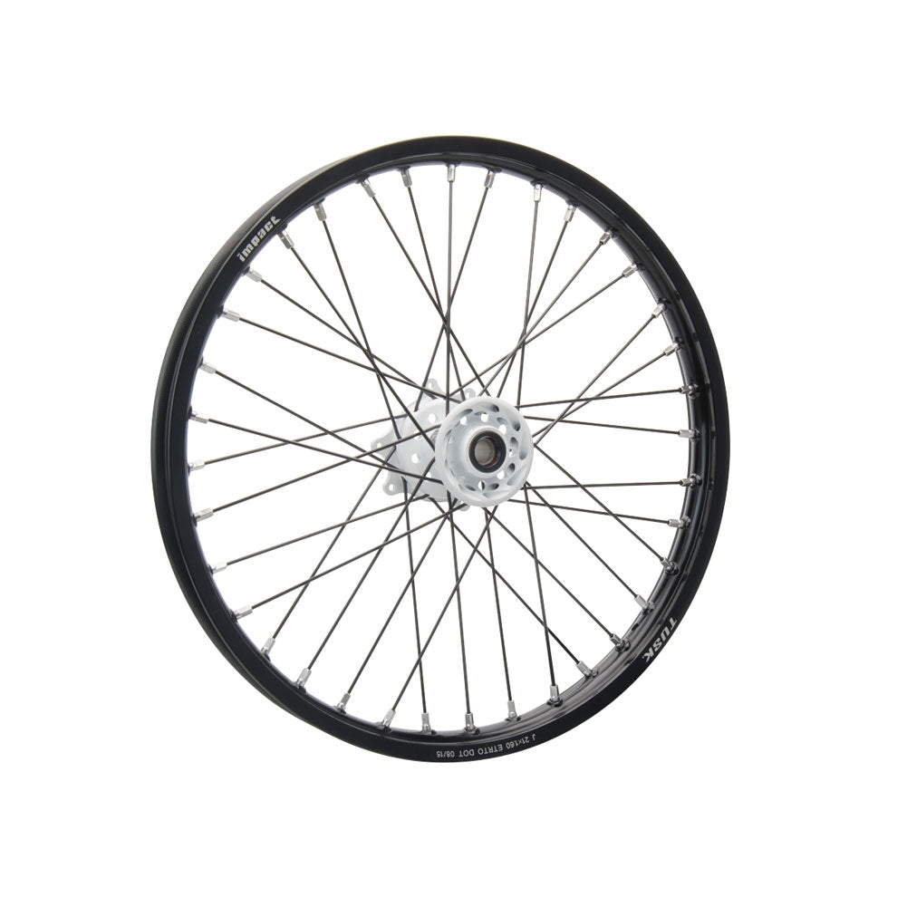 Tusk 1418490011 Impact Complete Wheel - Front 21 x 1.60 Blk Rim/Spoke /White Hub