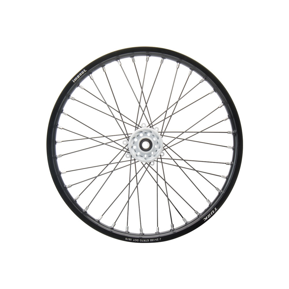 Tusk 1418490011 Impact Complete Wheel - Front 21 x 1.60 Blk Rim/Spoke /White Hub