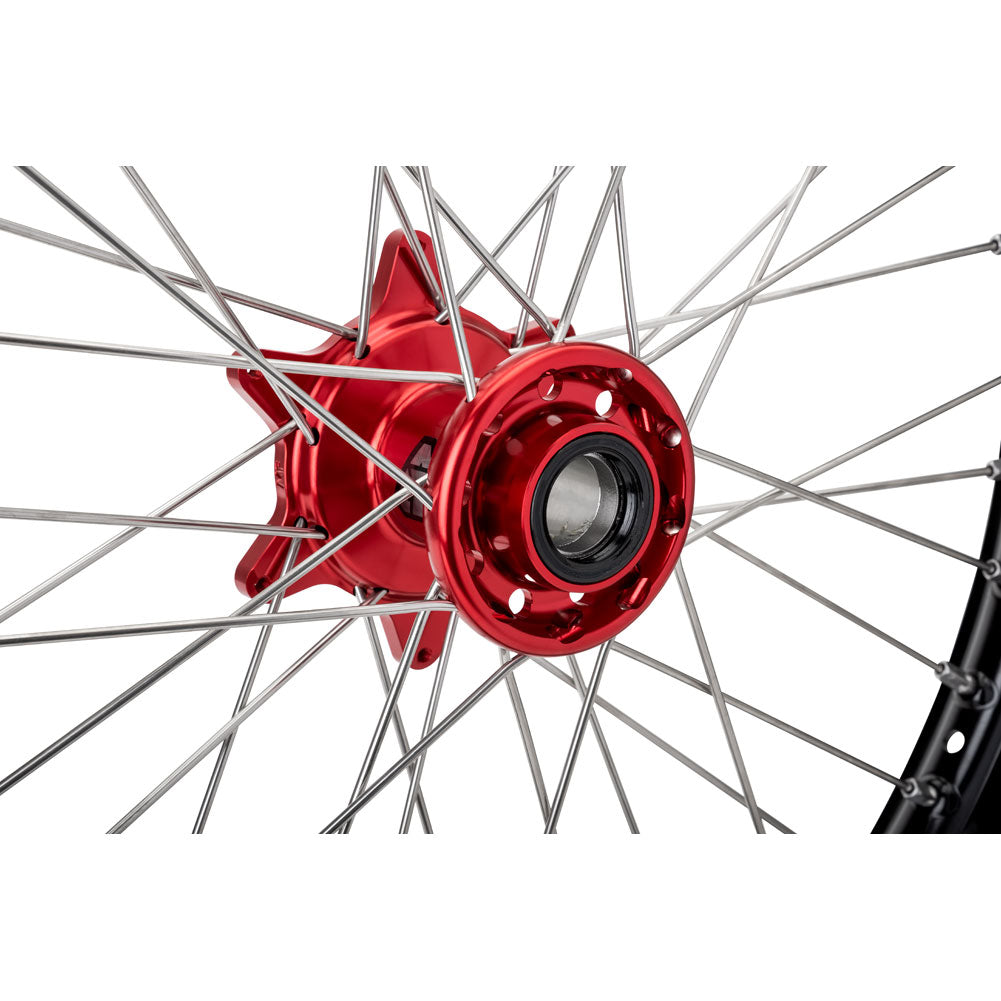Tusk 1418490315 Impact Complete Wheel - Front 21x1.60 Blk Rim/Silv Spoke/Red Hub