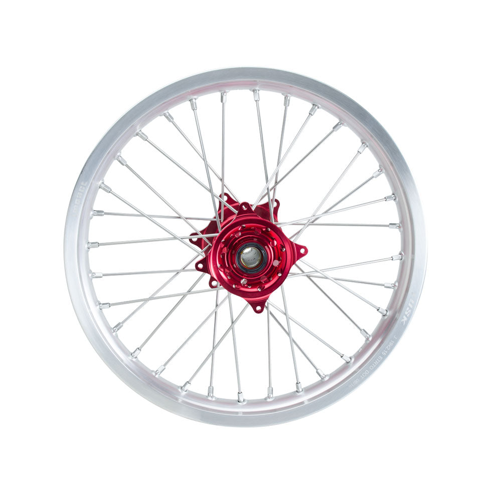 Tusk 1418500044 Impact Complete Wheel - Rear 19 x 2.15 Silver Rim/ Spoke/Red Hub
