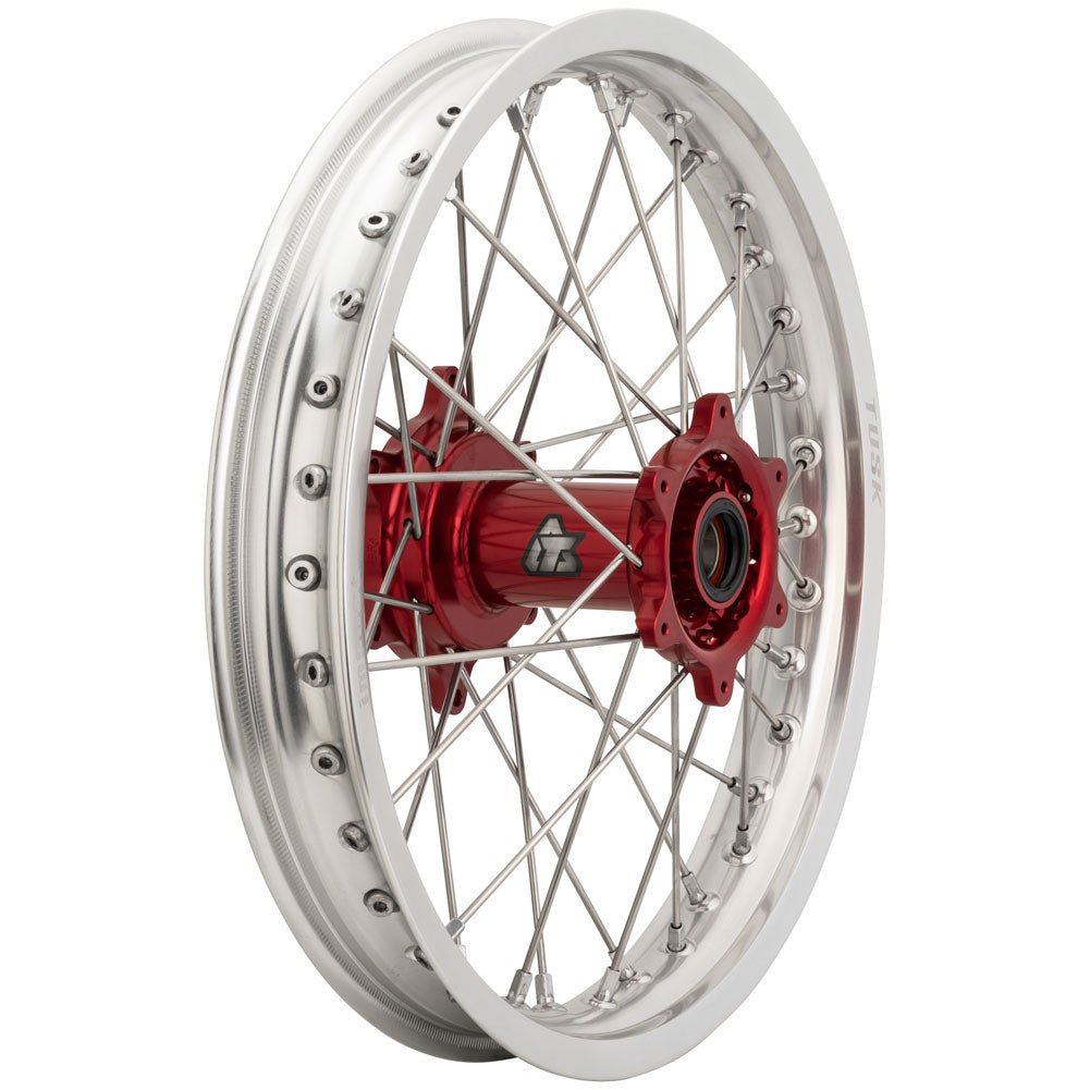 Tusk 1418500260 Impact Complete Wheel - Rear 18 x 2.15 Silver Rim/Spoke/Red Hub
