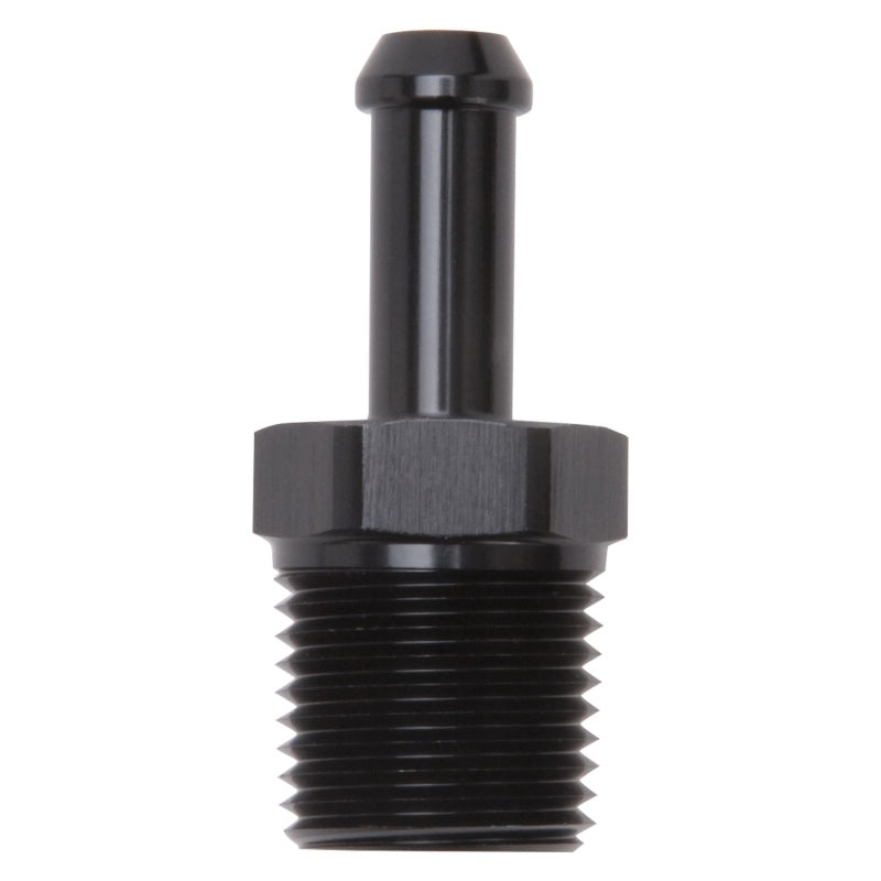 Edelbrock 8185 Hose Fittings Straight 1/2In NPT to 3/8In Barb Black Anodize