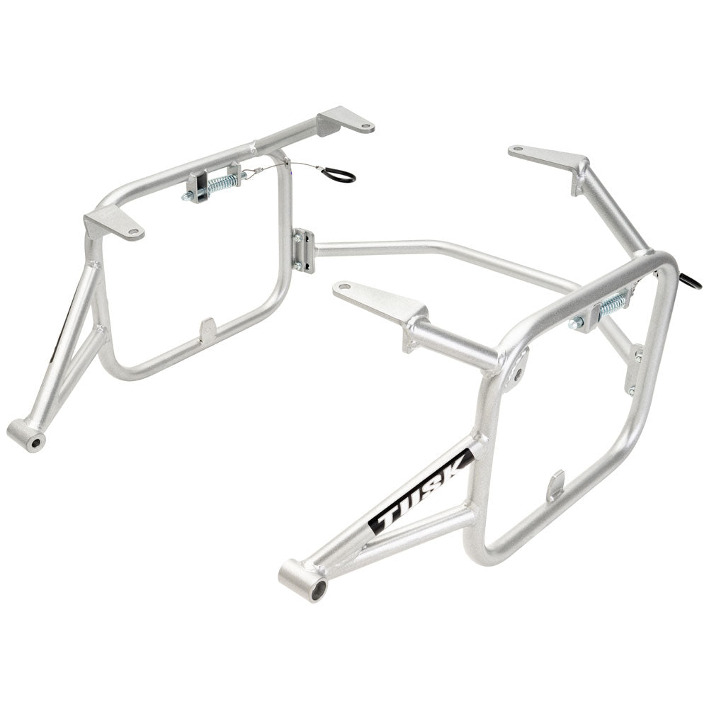 Tusk 1467340223 Aluminum Panniers V2 Large Silver w/ Silver Pannier Racks