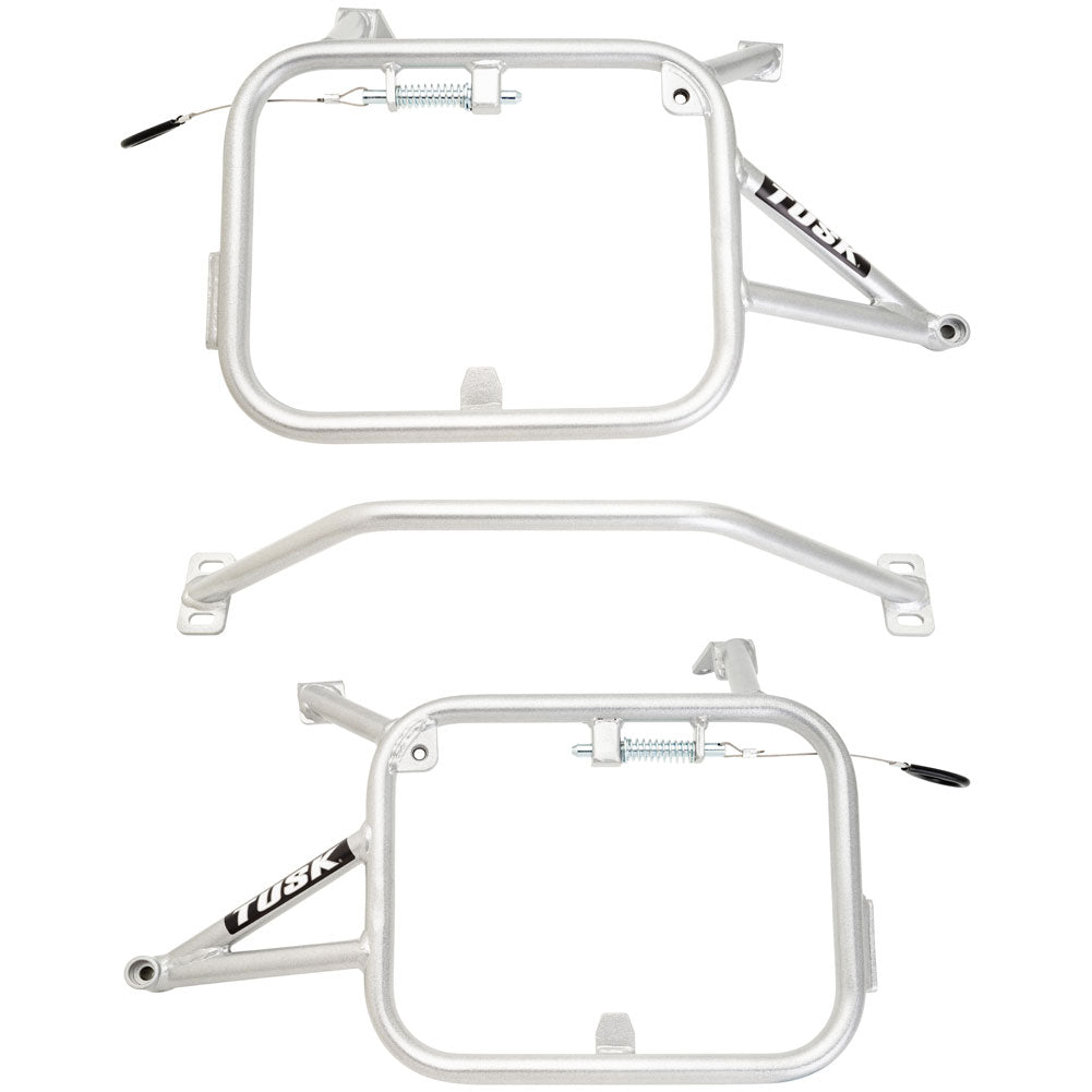 Tusk 1467340223 Aluminum Panniers V2 Large Silver w/ Silver Pannier Racks