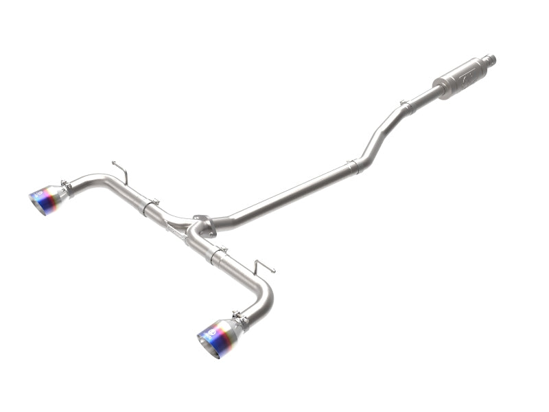 AFE 49-37015-L 2-1/2in 304 SS Cat-Back Exhaust w/ Blue Flame Tips 14-18 fits M