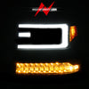 ANZO 111624A 16-18 fits Chevy Silverado1500 (Factory HID Models) LED Proj Light Bar Style Headlights Black - Pair