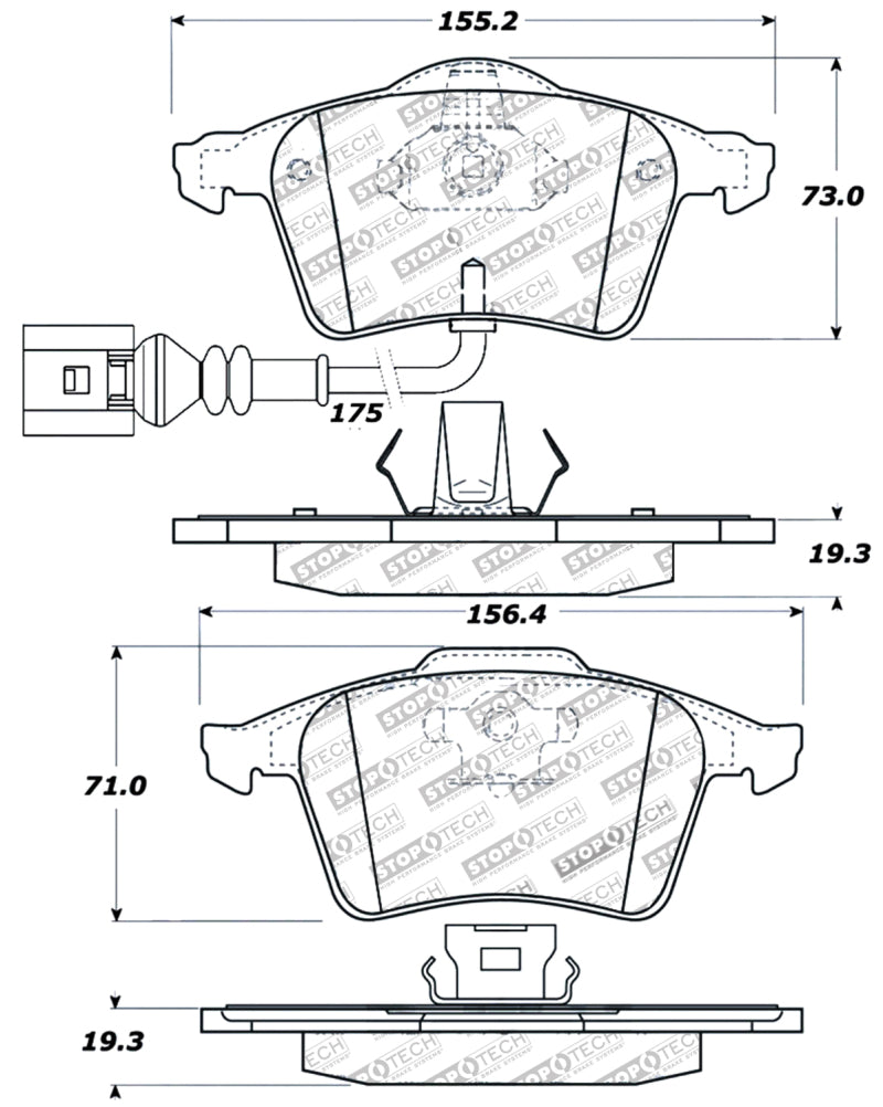 Stoptech 309.09153 Performance 08-09 VW Golf R/Golf R32 / 06-09 Passat (Exc Syncro) Front Brake Pads