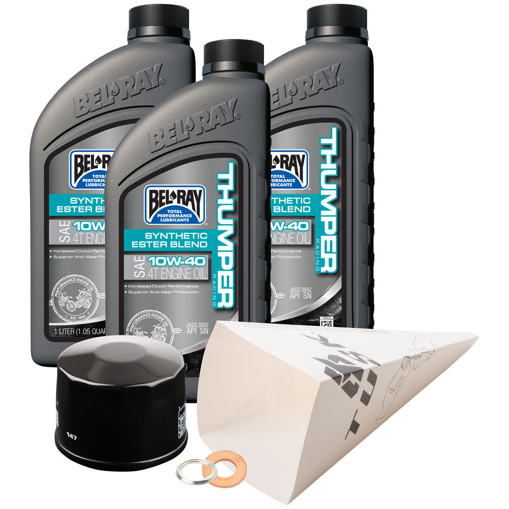 Tusk 1529860923 4-Stroke Oil Change Kit Bel-Ray Thumper Synthetic Blend 10W-40