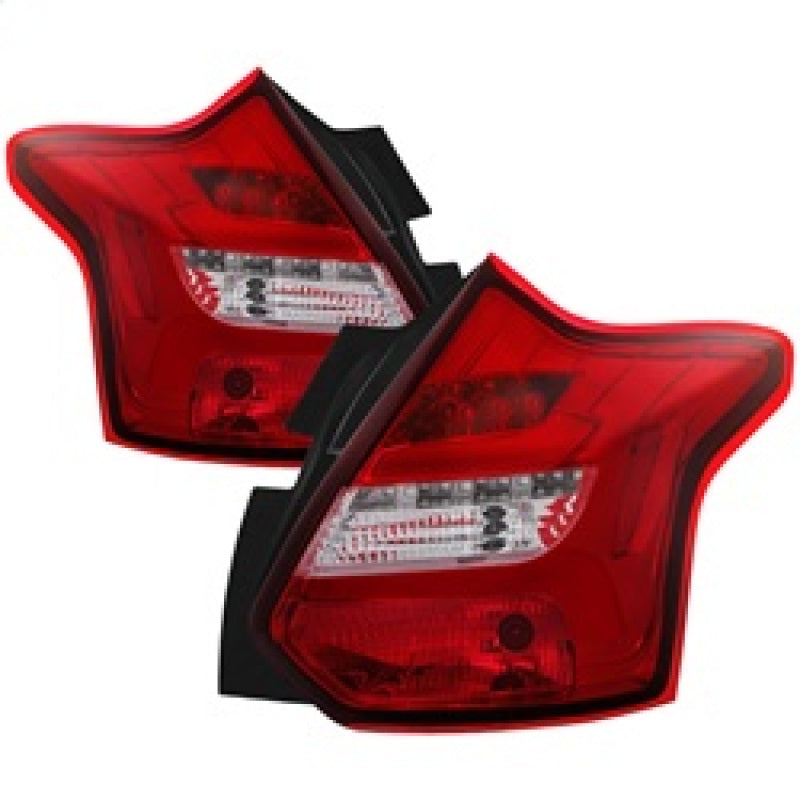 Spyder 5085153 fits Ford 12-14 Focus 5DR LED Tail Lights - Red Clear (ALT-YD-FF