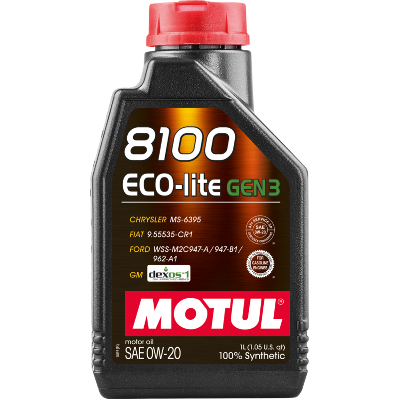 Motul 111363 1L Synthetic Engine Oil 8100 Eco-Lite Gen3 0W20