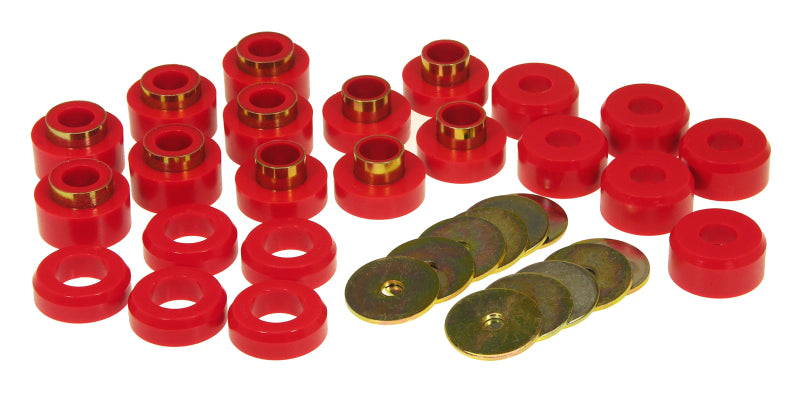 Prothane 1-107 97 fits Jeep TJ Body Mount Kit - Red
