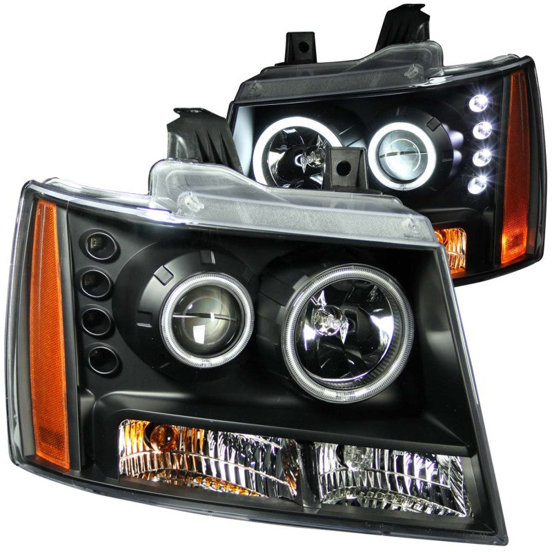 ANZO 111109 2013 fits Chevrolet 07-20 Avalanche Projector Headlights w/ Halo Black (CCFL)