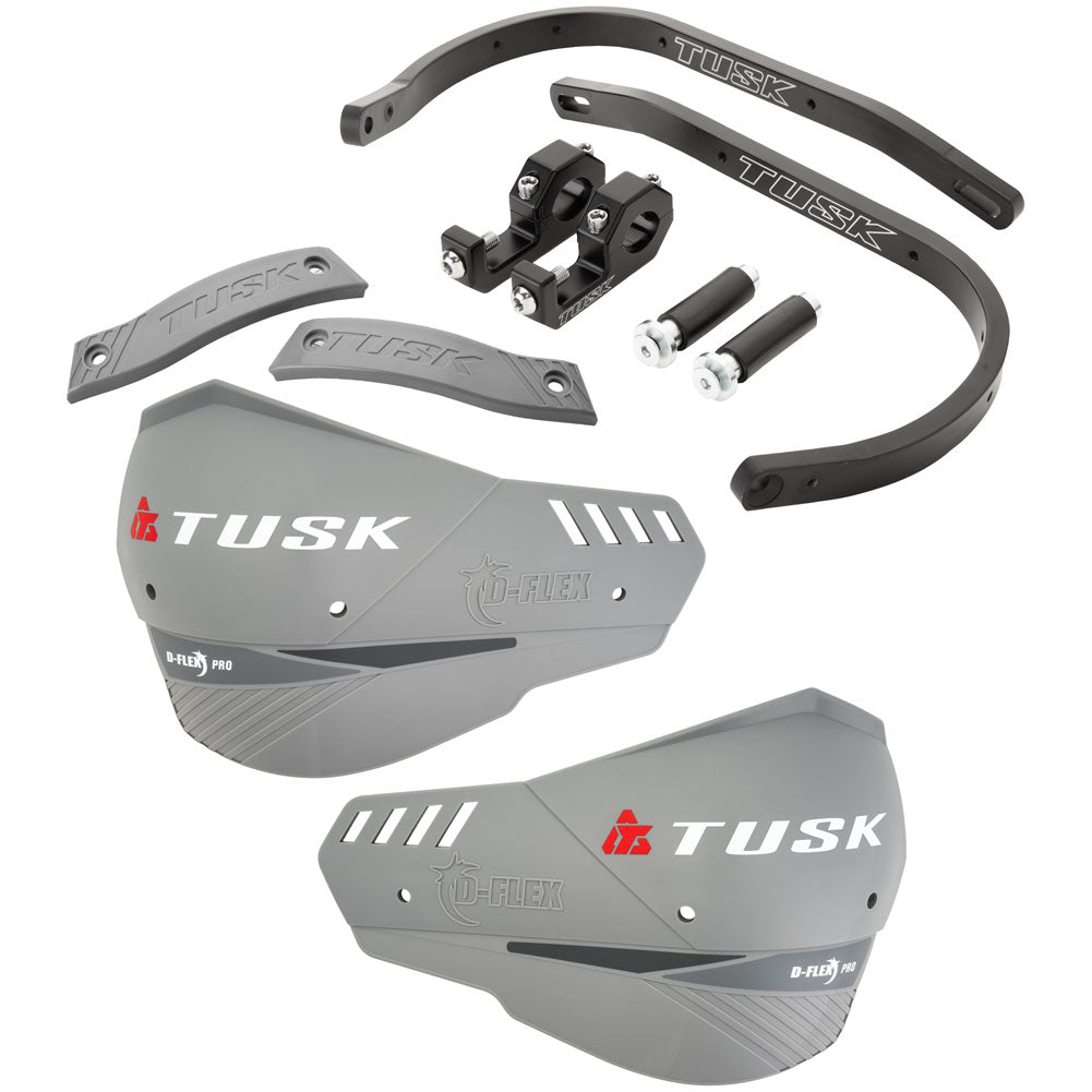 Tusk 1871450059 D-Flex Pro Adventure Handguards Black Bar Grey Plastics 7/8"
