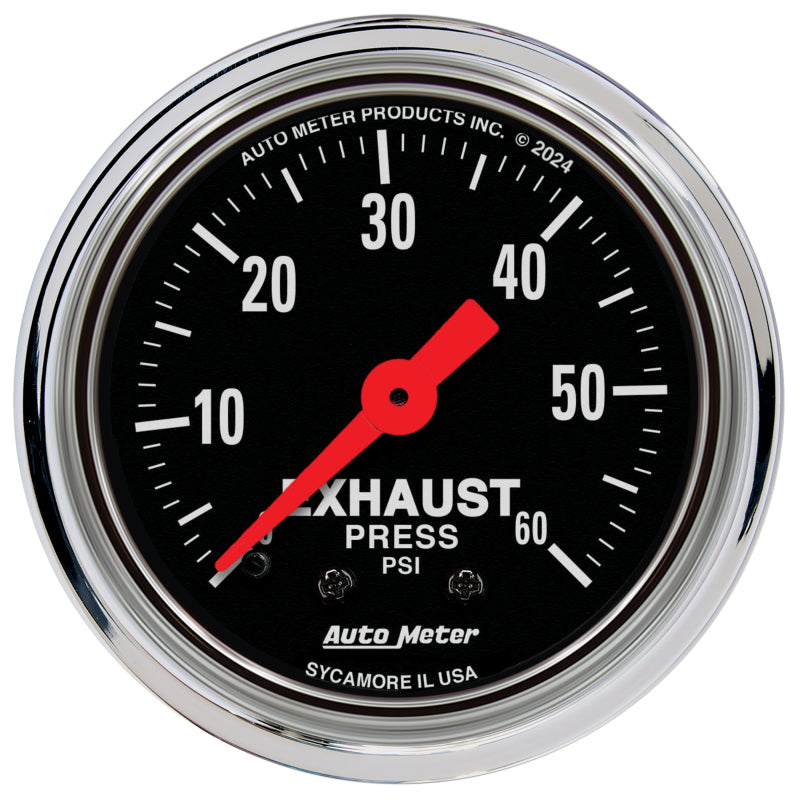 AutoMeter 2415 AutoMeter Gauge Exhaust Pressure 2-1/16in. 60 PSI Mechanical Traditional Chrome