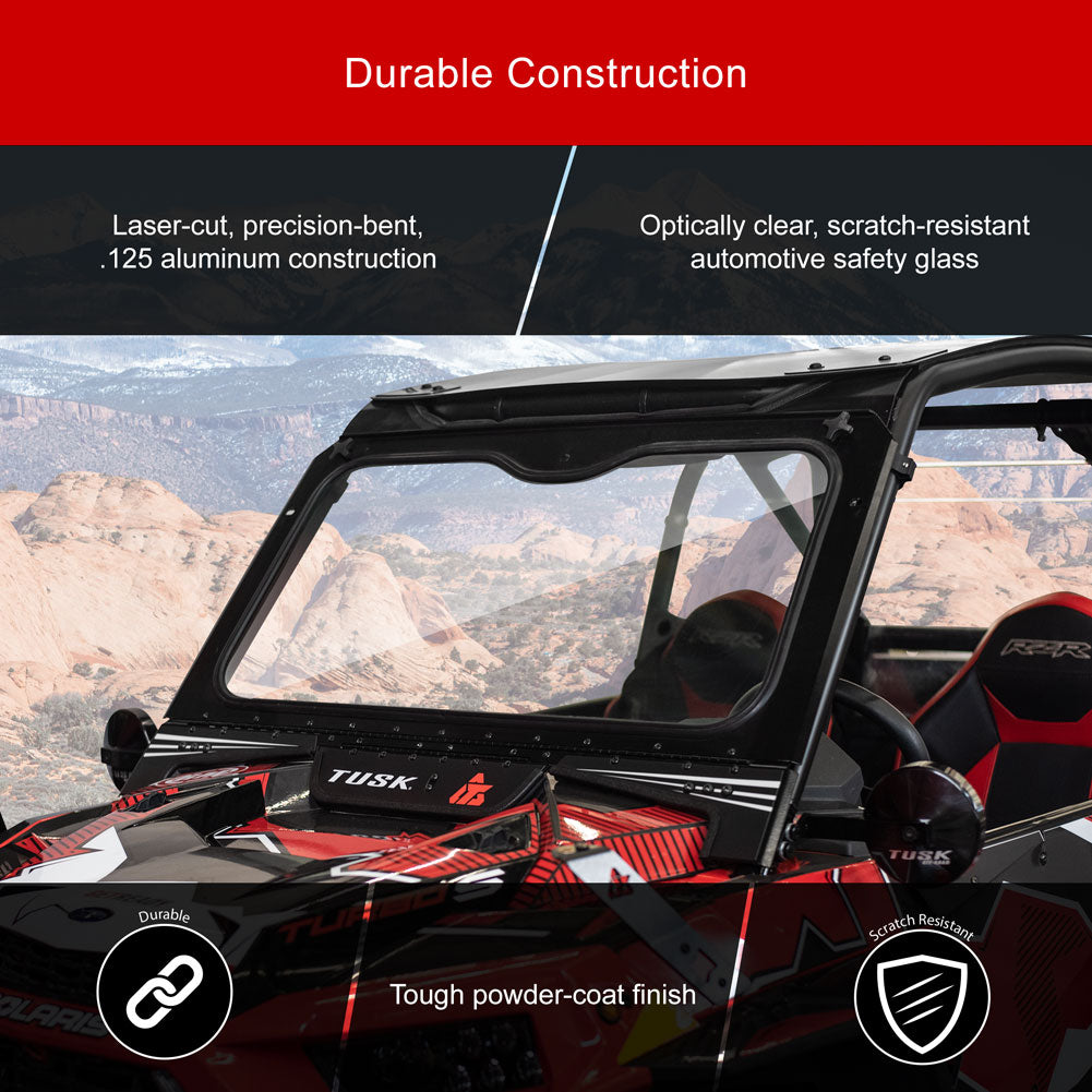 Tusk 1904590021 UTV Folding Glass Windshield with Windshield Wiper