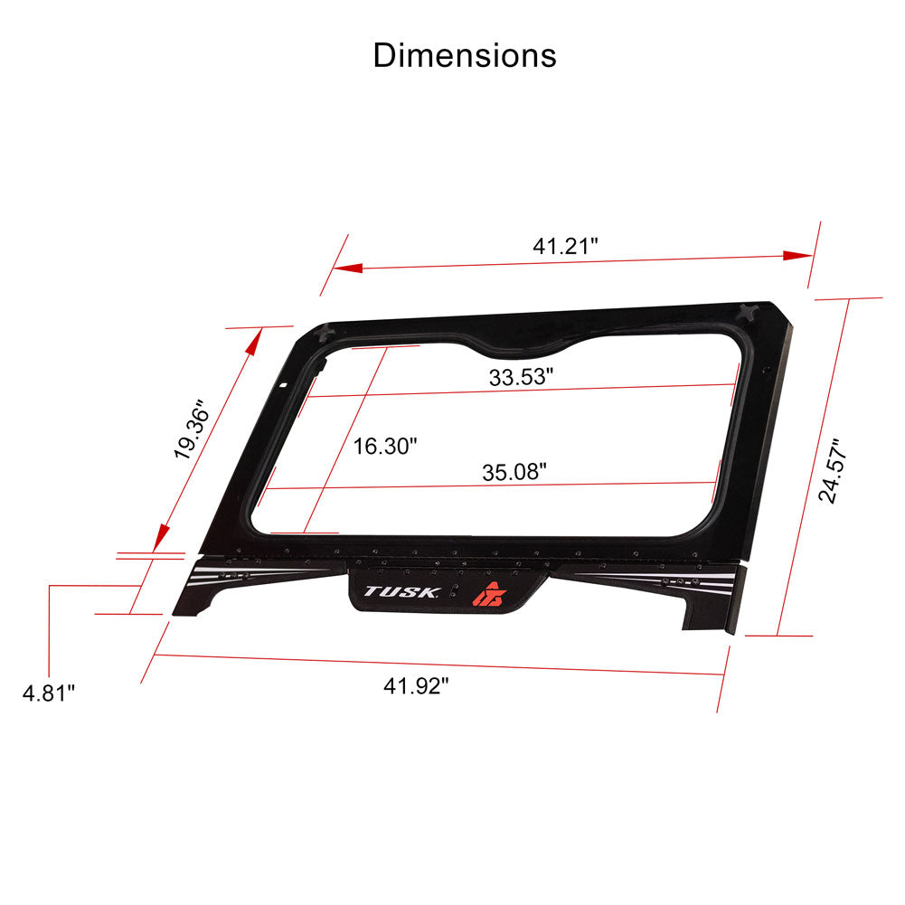 Tusk 1904590021 UTV Folding Glass Windshield with Windshield Wiper