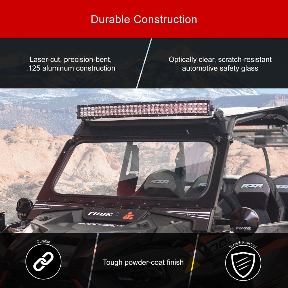 Tusk 1904590022 UTV Folding Glass Windshield with Windshield Wiper