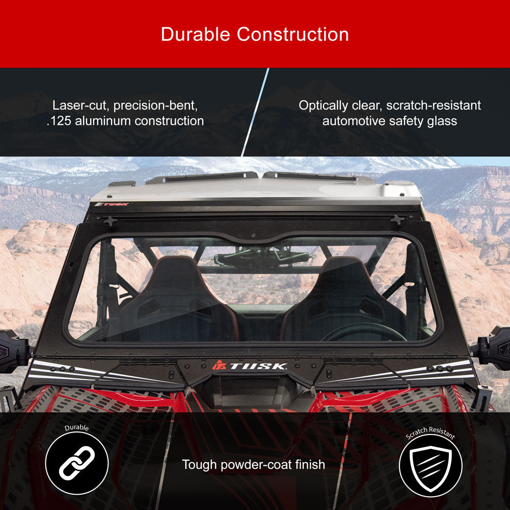 Tusk 1904590025 UTV Folding Glass Windshield with Windshield Wiper