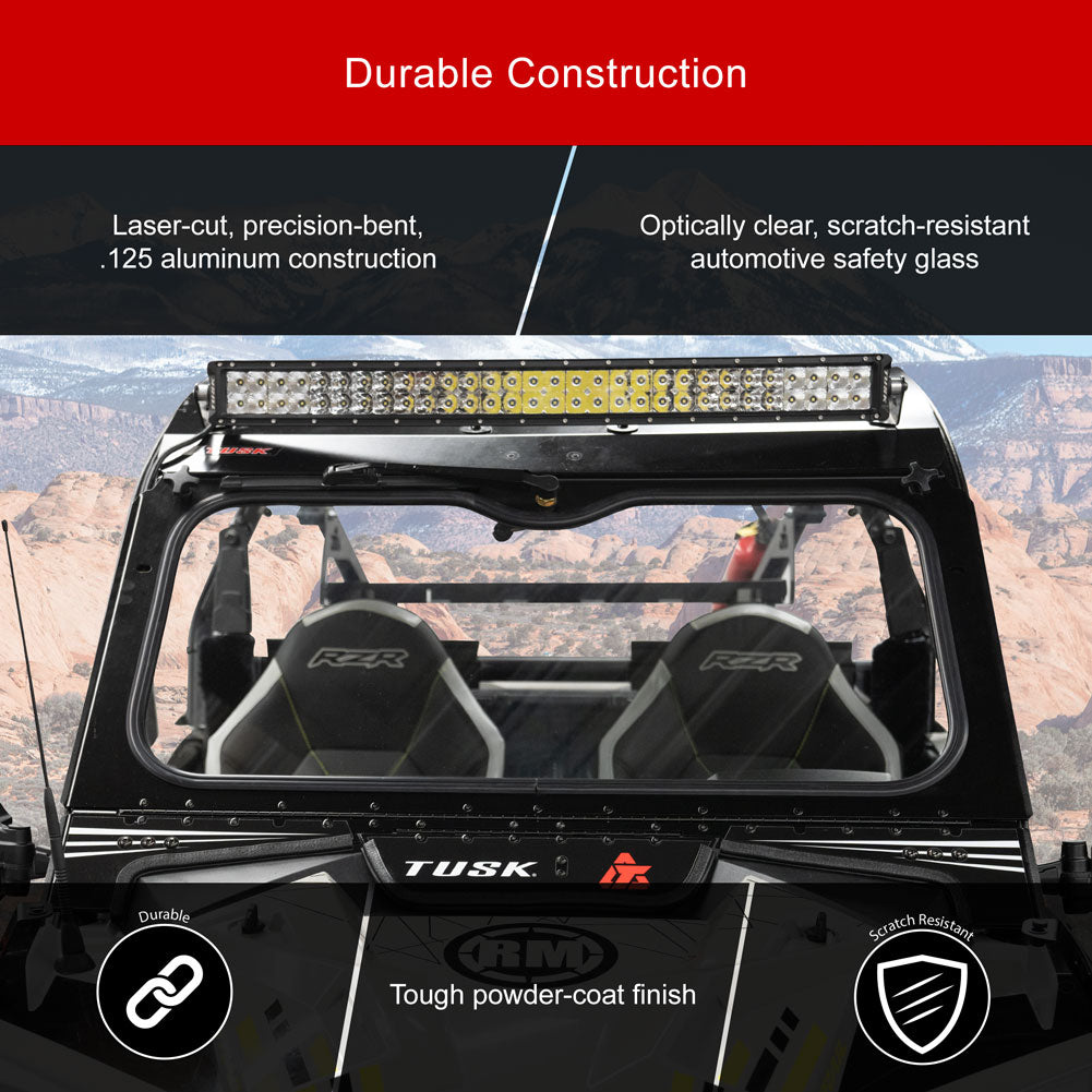 Tusk 1904590030 UTV Folding Glass Windshield with Windshield Wiper