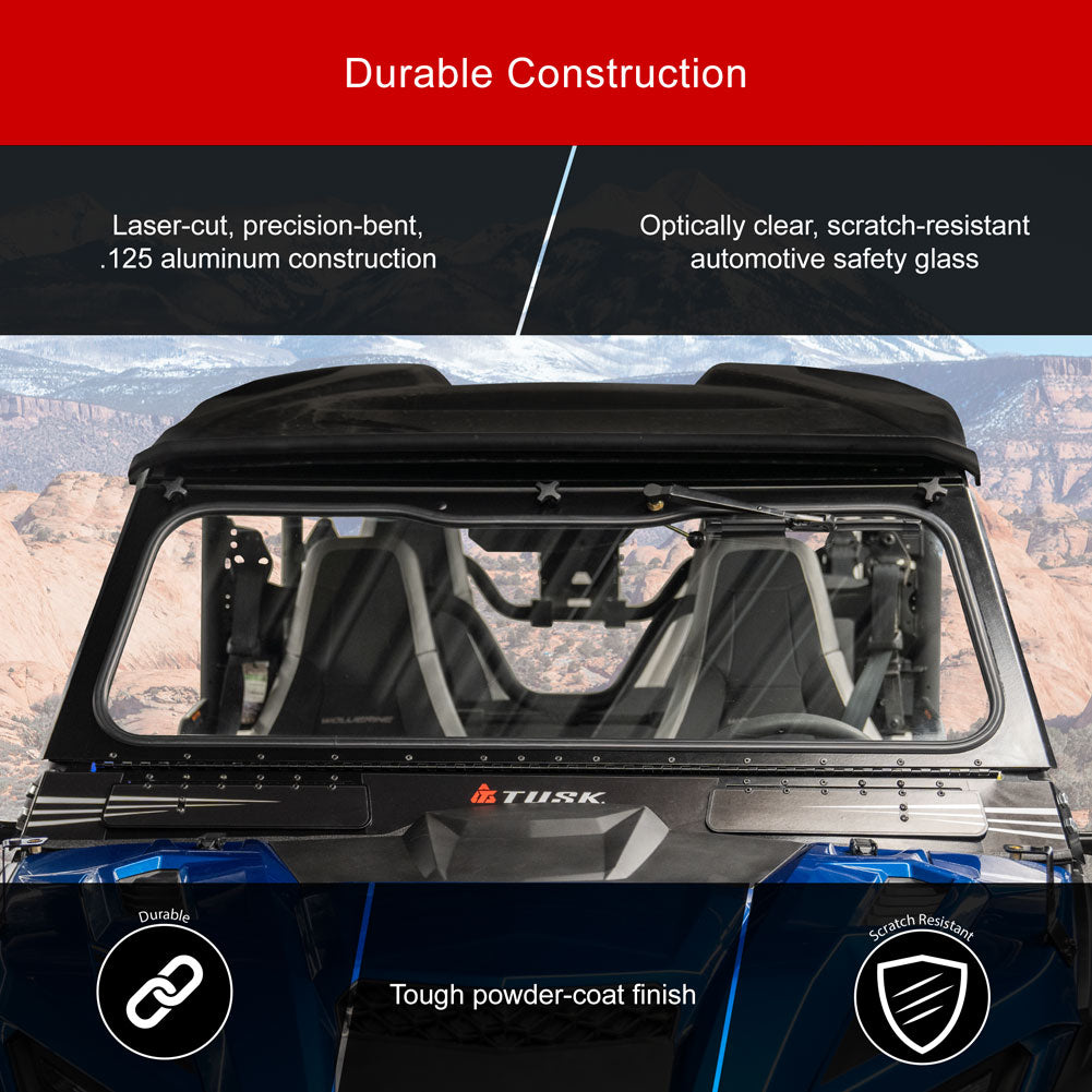 Tusk 1904590031 UTV Folding Glass Windshield with Windshield Wiper