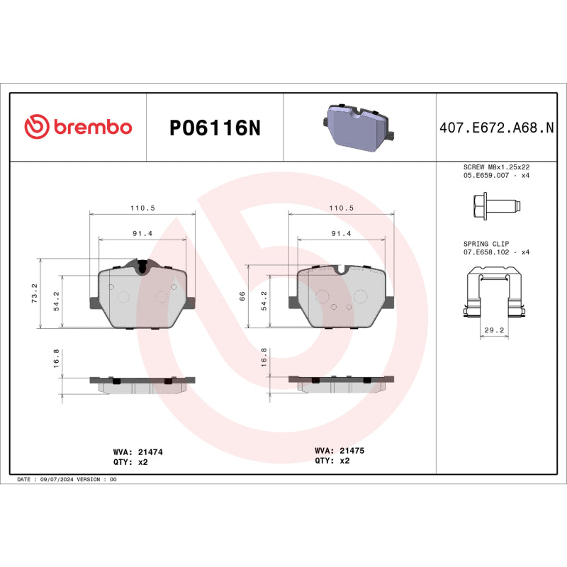 Brembo OE P06116N 20 23 fits BMW M340i/19-23 Z4/20-24 Toyota GR Supra PRIME Cera