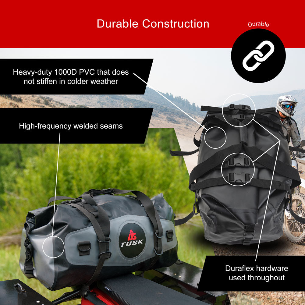 Tusk 1922740002 Dry Duffel Bag Medium (33 Liters) Top Load Black/Grey