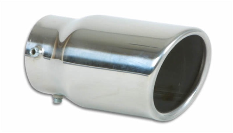 Vibrant 1503 3in Round SS Bolt-On Exhaust Tip Single Wall Angle Cut Rolled Edge