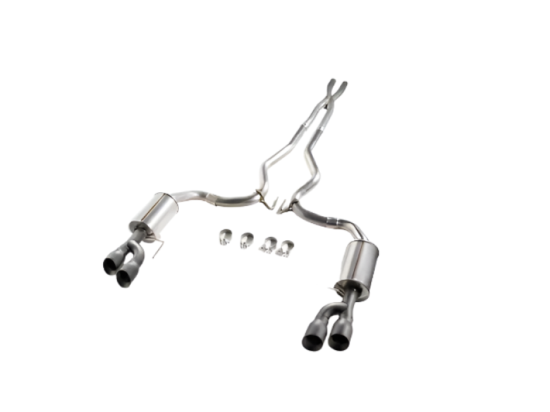 Roush 422093-BLK 18-23 fits Mustang 5.0L V8 Black Tip Cat Back Exhaust Kit (Quad Tip Non-Active)