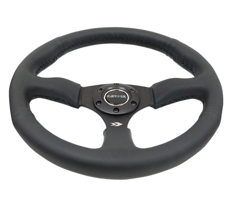 NRG RST-023MB-R RST-023MB-R Reinforced Steering Wheel Blk Leather Comfort Grip