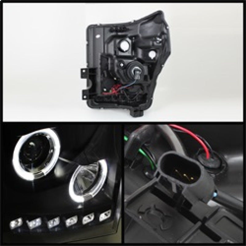 Spyder 5070272 fits Ford 11-15 Super Duty Projector Headlights LEDHalo DRL Blk