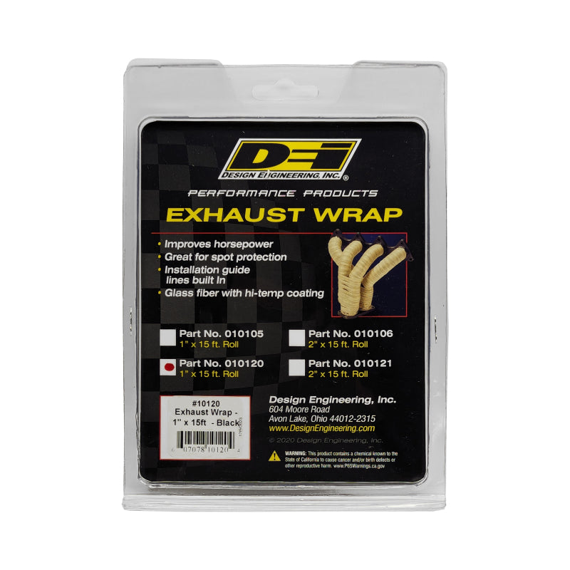 DEI 10120 Exhaust Wrap 1in x 15ft - Black