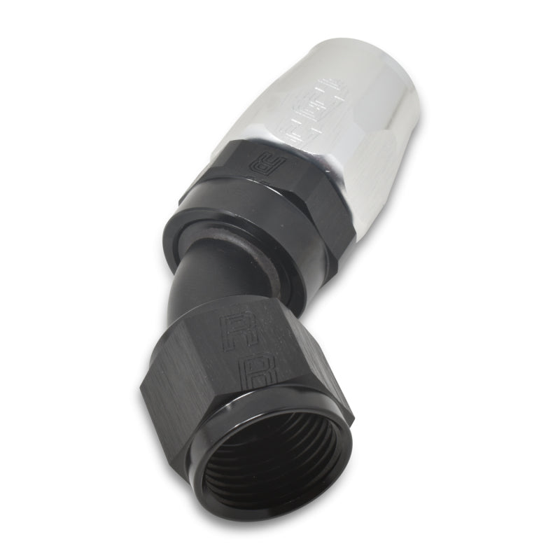 Russell 610093 Performance -6 AN Black/Silver 45 Degree Full Flow Hose End