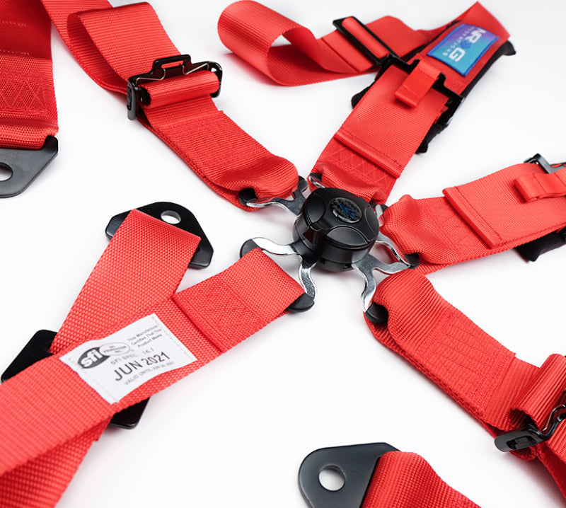 NRG SBH-B6PCRD 5PT 3in. Seat Belt Harness / Cam Lock - Red