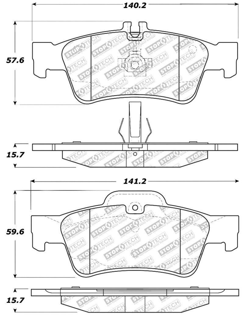 Stoptech 305.0986 Street Select Brake Pads w/Hardware - Rear