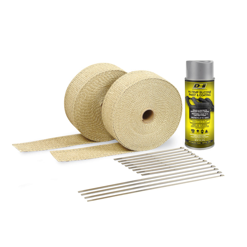 DEI 10112 Exhaust Wrap Kit - Tan Wrap & Aluminum HT Silicone Coating