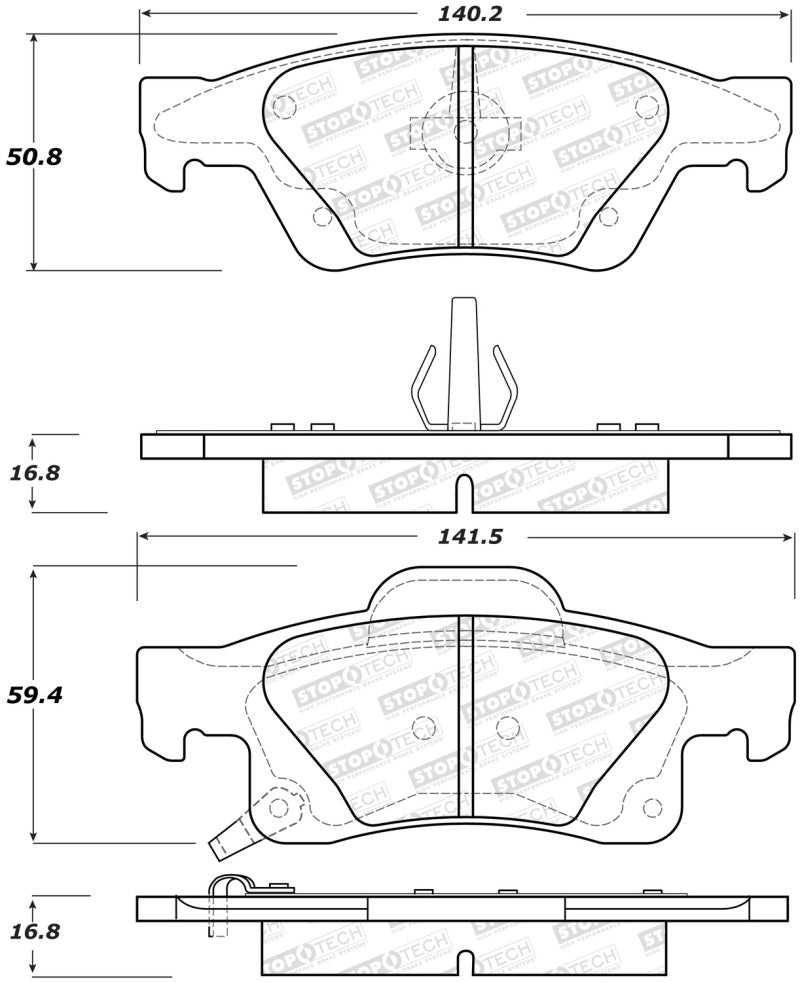Stoptech 308.1498 Street Brake Pads - Rear