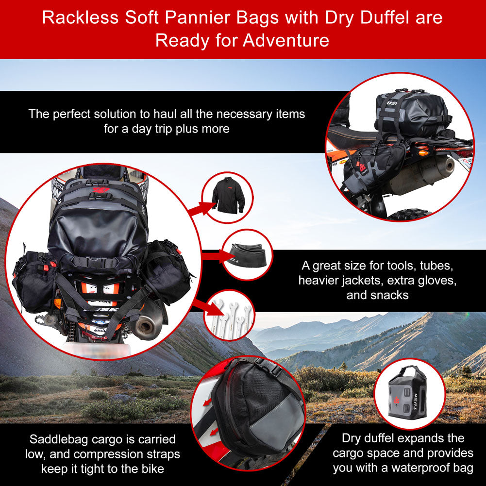 Tusk 2005820006 Traverse Pannier Bags X-Small Dry Duffel Black Tan