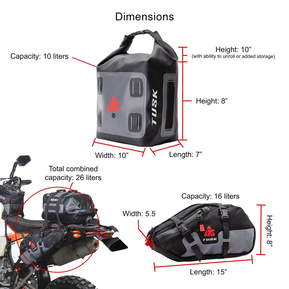 Tusk 2005820006 Traverse Pannier Bags X-Small Dry Duffel Black Tan