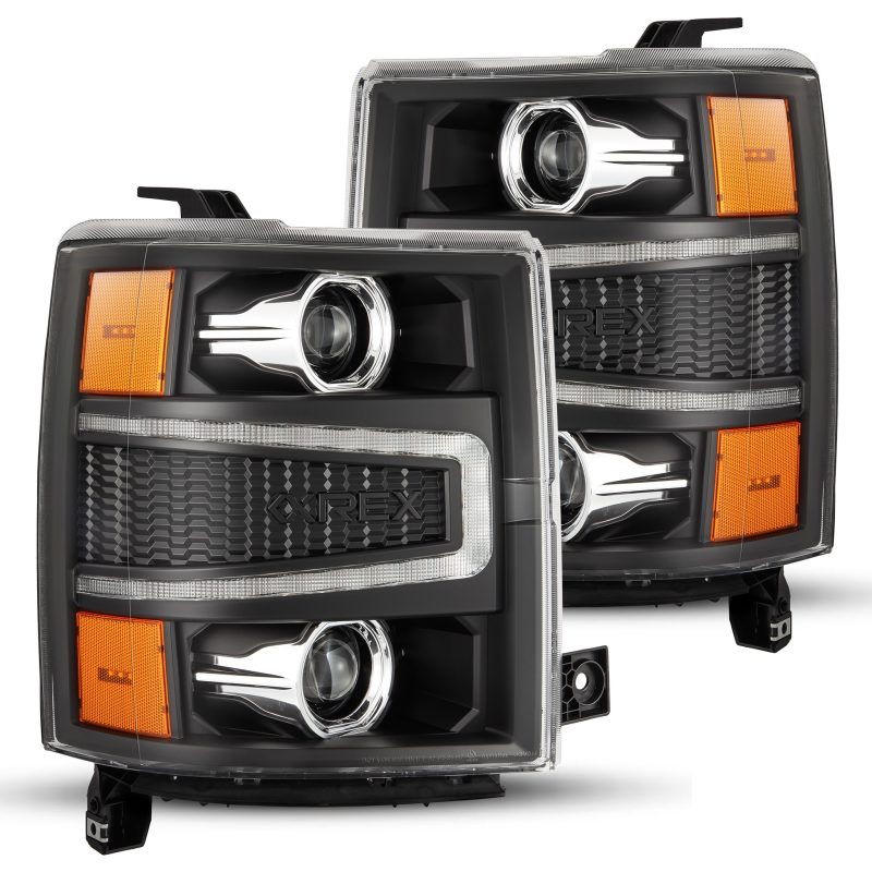 AlphaRex 880245 fits Chevy 14-15 1500 PRO-Series Projector Headlights Black w/