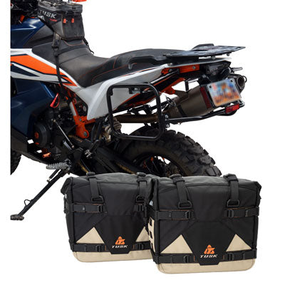 Tusk 2006110036 Pannier Racks with Pilot Pannier Bags Black/Tan