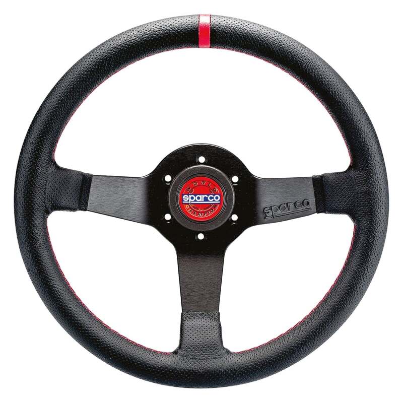 SPARCO 015R330CHAMPION Sparco Steering Wheel R330 Champion Black Leather / Red Stitching