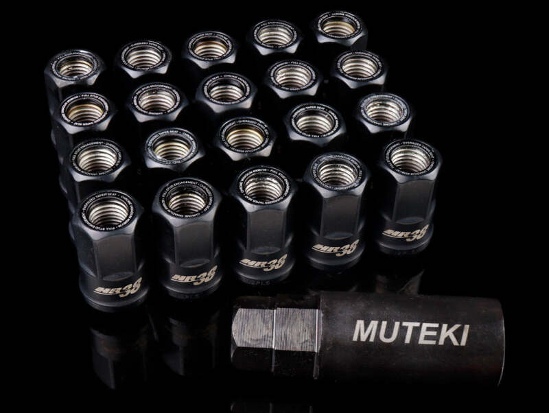 Wheel Mate HR3806BB Muteki HR38 Open End Lug Nuts 12x1.50 Black / Black Ring