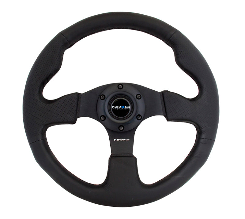 NRG RST-012R Reinforced Steering Wheel (320mm) Black Leather w/Black Stitching
