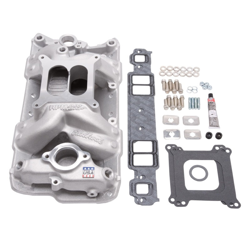 Edelbrock 2042 Manifold Installation Kit Performer RPM Air-Gap fits SBC 1957-1986 Natural Finish