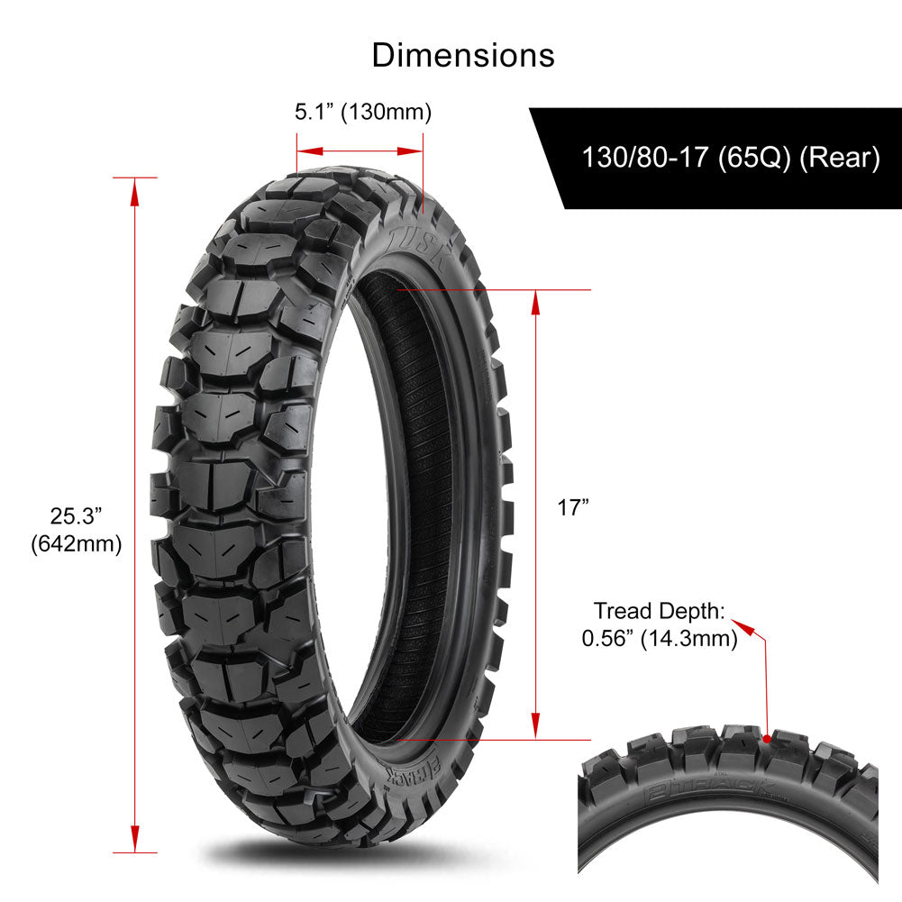 Tusk 2137740100 2Track Adventure Tire Rear 130/80-17 (65Q)